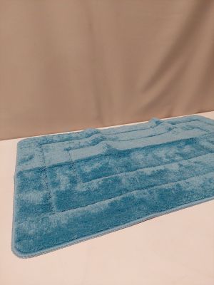 Tapis de bain bleu ciel - 100% Polyester - Antidérapant TPE …
