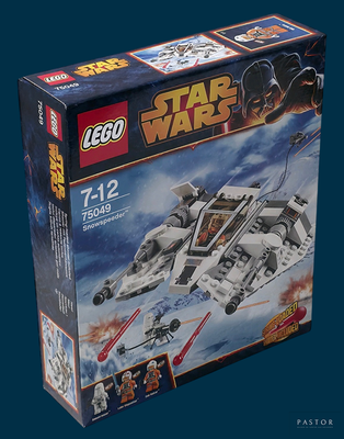 une boîte de kits Lego Star Wars sur fond bleu