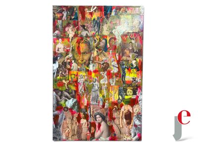 a painting of a group of people on a wall