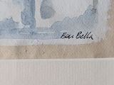 a watercolor painting of a man and a woman holding an umbrella