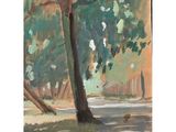 une image représentant un tableau où l'on voit un arbre au milieu d'une route