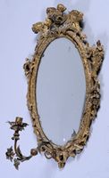 Paire de miroirs de forme ovale en bois mouluré sculpté et d… (photo 3)