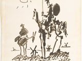 an image of a drawing of a man on a horse and a woman on a horse