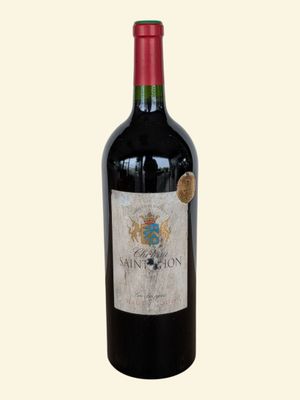 a bottle of wine that is sitting on a table