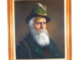 painting of a man with a long beard wearing a hat and a green jacket