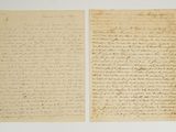 deux pages d'une lettre écrite à l'encre noire sur fond blanc