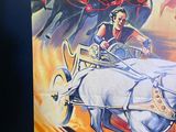 a large poster of a man riding a horse drawn carriage