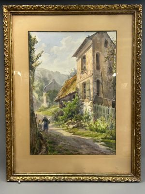 Francisque DESPORTES (1849-1908). Paysage rural animé de personnages.  - Photo 1