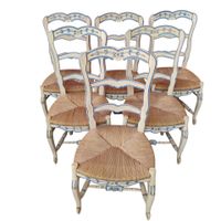 Suite de 6 chaises provençales en bois peint (photo 2)