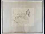 drawing of a man and a woman sitting on a bench