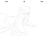 dessin représentant un homme en chemise blanche et pantalon noir sur un skateboard