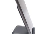 a close up of a cell phone on a stand