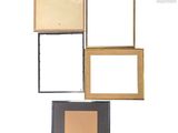 four different frames are arranged on a white surface