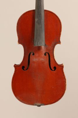 a close up of a violin with a bow on a white background