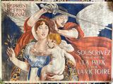 a painting of a woman holding a baby and a man holding a sword
