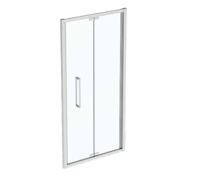 un gros plan d'une porte de douche en verre