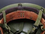 a close up of a helmet on a table