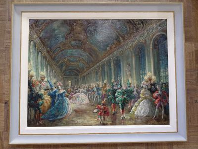 tableau encadré représentant une peinture représentant un groupe de personnes