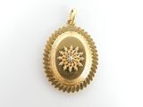 a close up of a gold locke with a snowflake on it