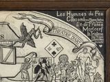 an image of a drawing of a man on a horse in front of a group of people