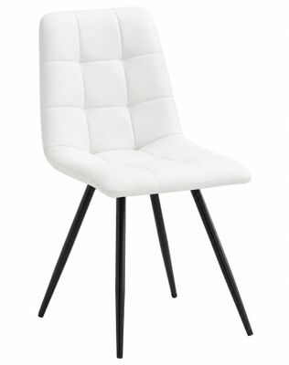 une chaise blanche aux pieds noirs sur fond blanc