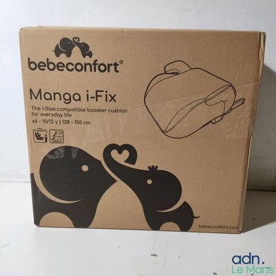 la boîte est posée sur une surface blanche et comporte une illustration représentant deux éléphants
