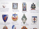 many different types of badges displayed on a piece of paper