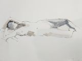 drawing of a woman laying down on her stomach on a white surface