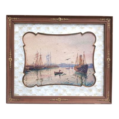 MORGAN (début XXème) Roscoff, le port, 1921. Aquarelle signé…