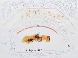 dessin représentant un homme à cheval avec un arc-en-ciel