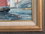 a picture of a painting of a sailboat in the water