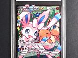 a close up of a card on a table with a black background