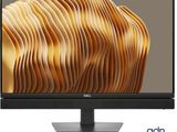 un écran Dell avec un motif ondulé en bois sur l'écran