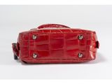 red croc embossed leather cross body bag