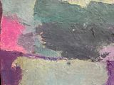 a close up picture of a painting with different colors on it