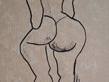 an image of a drawing of a nude woman sitting on a chair