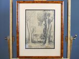 a picture of a drawing on a easel with a blue background