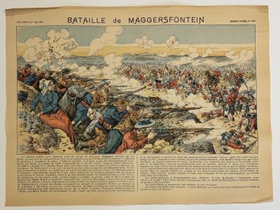 an old newspaper with a picture of a battle in the middle of the day