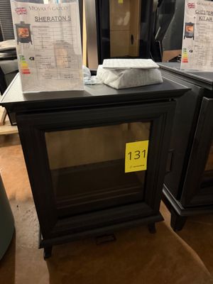 two black cabinets that have a price tag on them