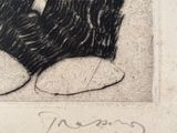 a black and white drawing of a cat and a cat ' s paw