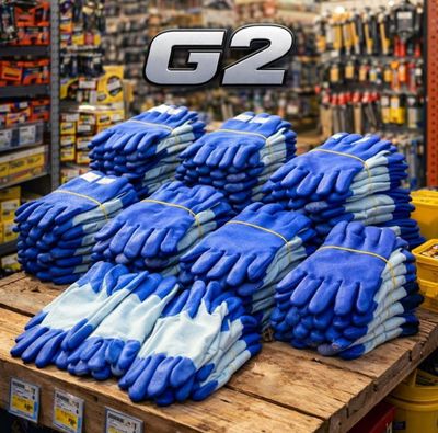 une pile de gants bleus posée sur une table en bois