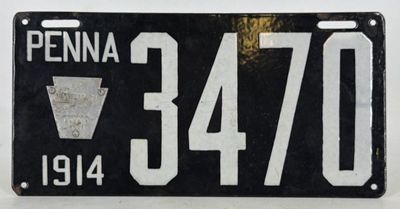 an old pennsylvania license plate with the number 3470 written on it