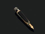 a pen that is laying on the ground with a black background