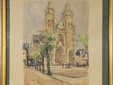 une image représentant un tableau d'une église avec un clocher