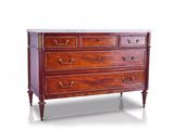 la commode est en bois et possède un plateau en marbre