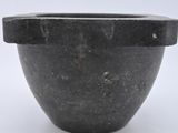 black marble bowl with lid on white background with white background