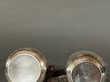 pair of antique silver plated salt and pepper shakers