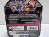 a close up of the back of a pokemon card game box