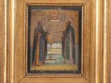 an image of a painting of two men standing next to each other