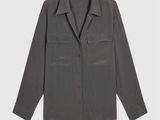 men ' s long - sleeved shirt in a dark grey color